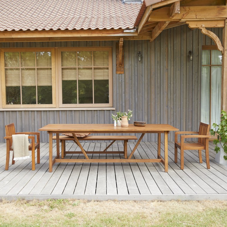 Alba - Rechthoekige tuintafel in massief acacia voor 8 personen