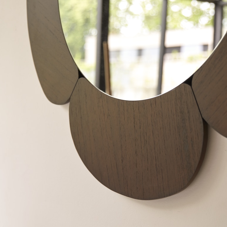 Sara - Round mirror in dark mindi wood 110x110 cm