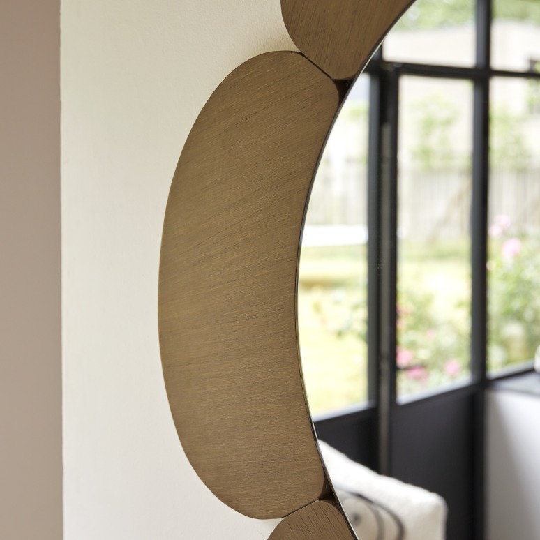 Sara - Miroir rond en mindi clair 110x110 cm