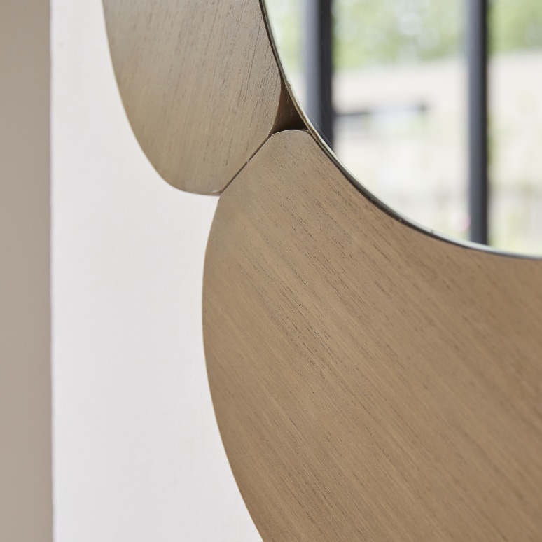 Eda - Specchio ovale in legno di mindi chiaro 115x75 cm