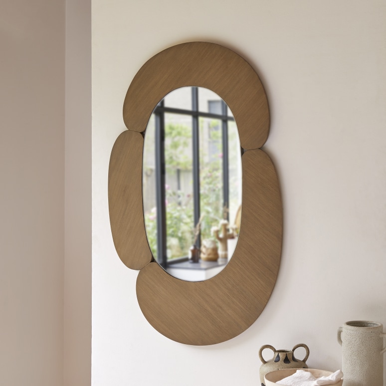 Eda - Specchio ovale in mindi chiaro 75x115 cm