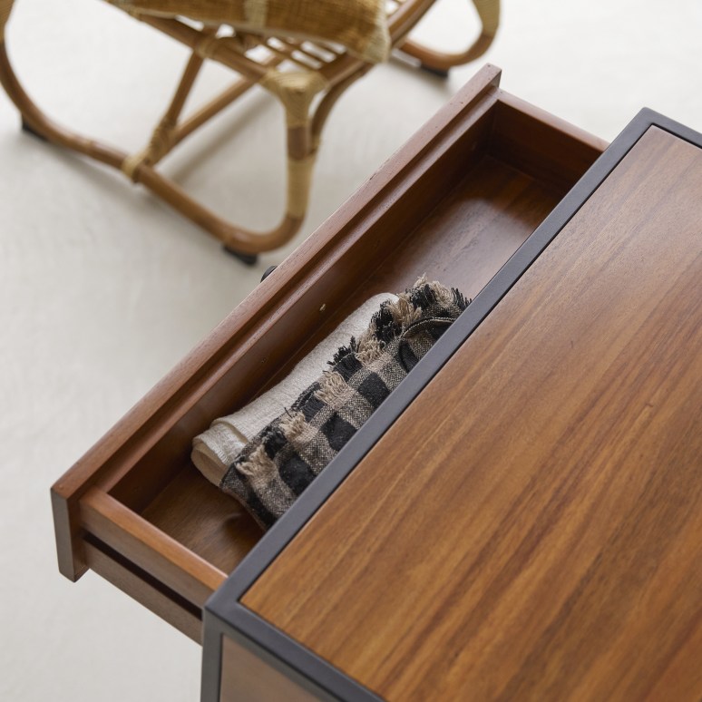 Agra - Console 1 tiroir en acacia massif et métal