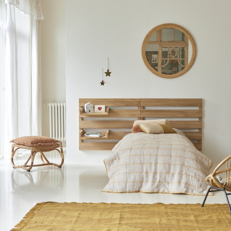 Urbain - Solid Teak California King Size Headboard with 2 shelves