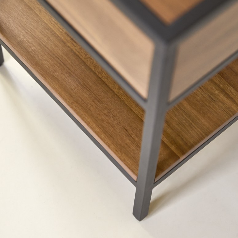 Agra - Solid acacia and metal bedside table