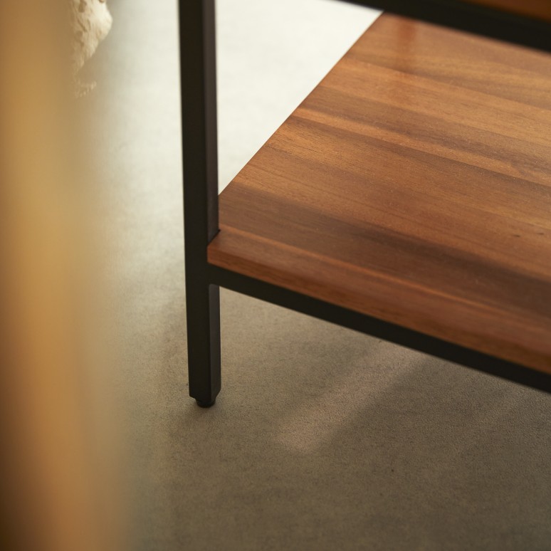 Agra - Comodino in legno di acacia massello e metallo