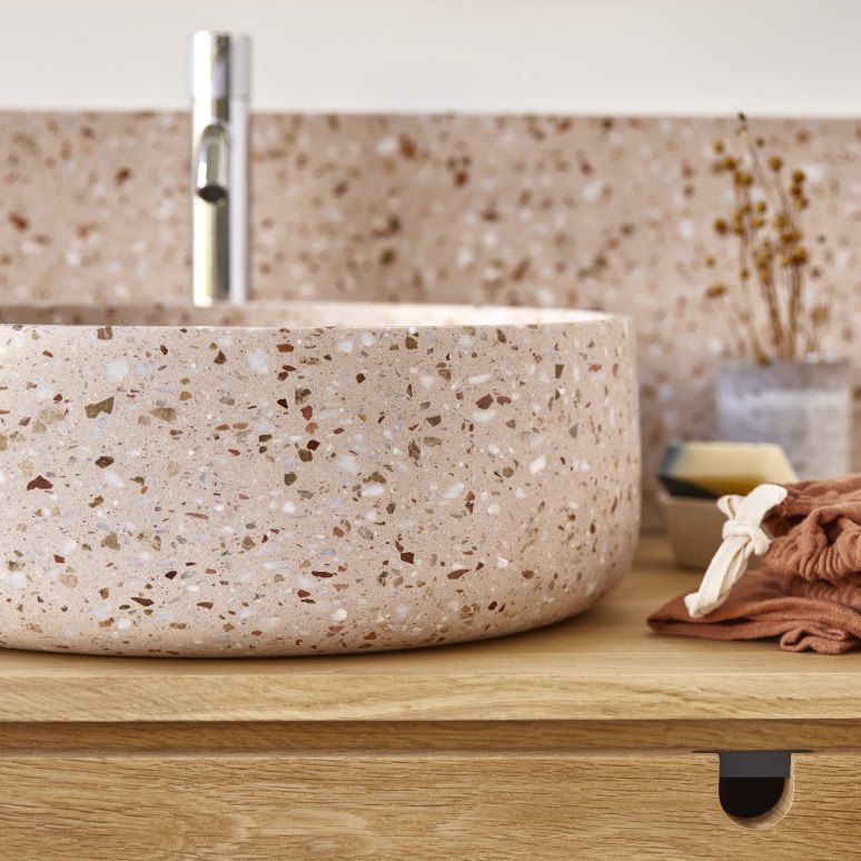Milos - Vasque ronde en terrazzo premium pink
