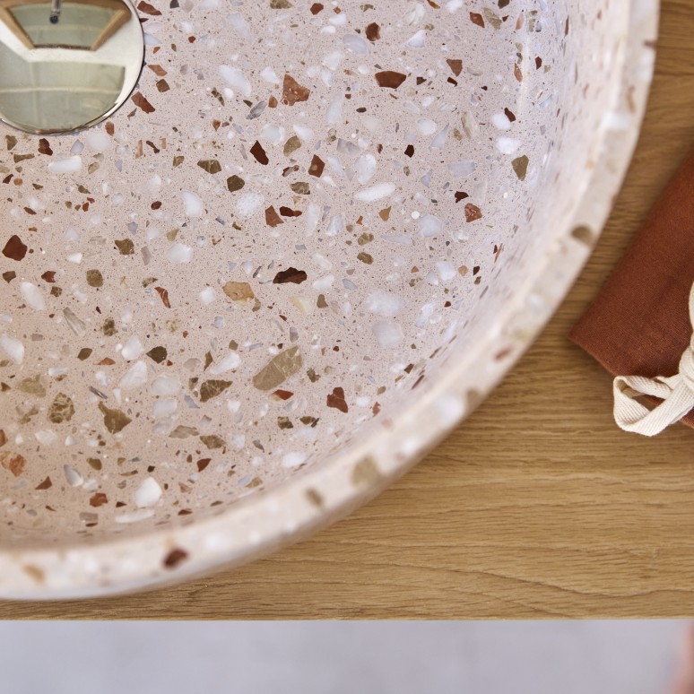 Milos - Round Pink Premium Terrazzo Bathroom Sink