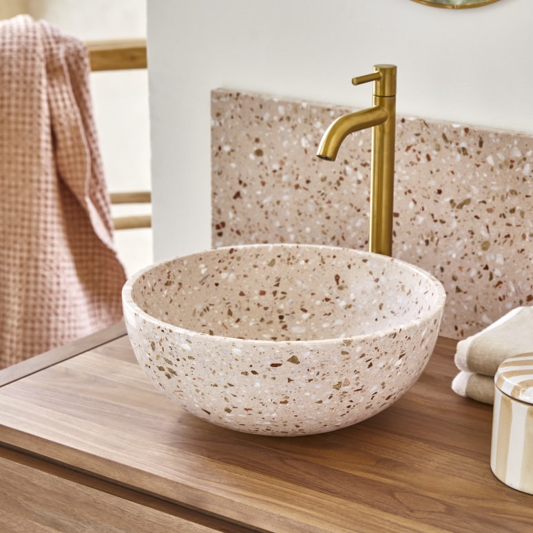 Elea - Round pink premium terrazzo basin