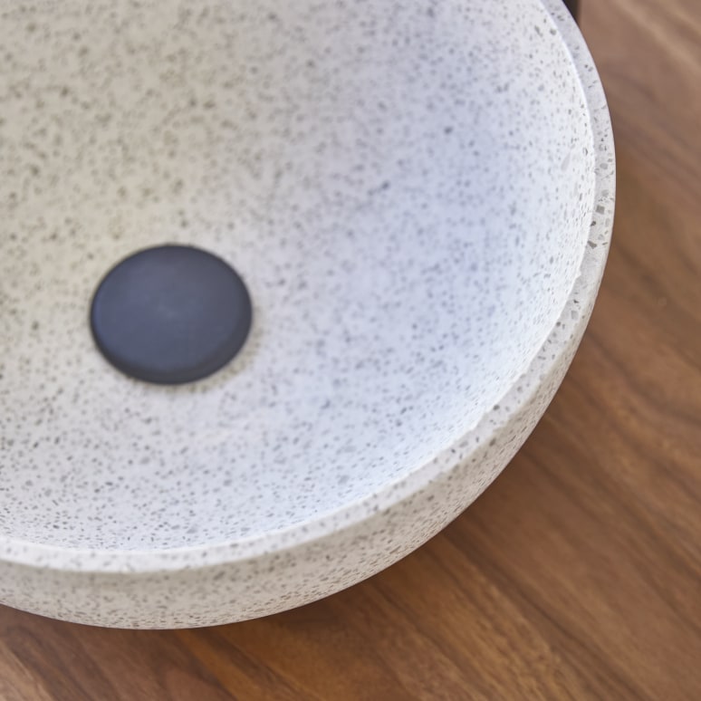 Elea - Lavabo redondo de terrazo prémium blanco 