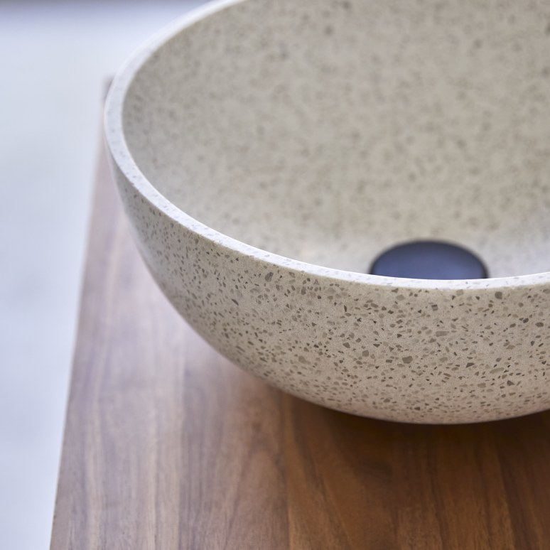 Elea - Rundes weißes Waschbecken aus Premium-Terrazzo