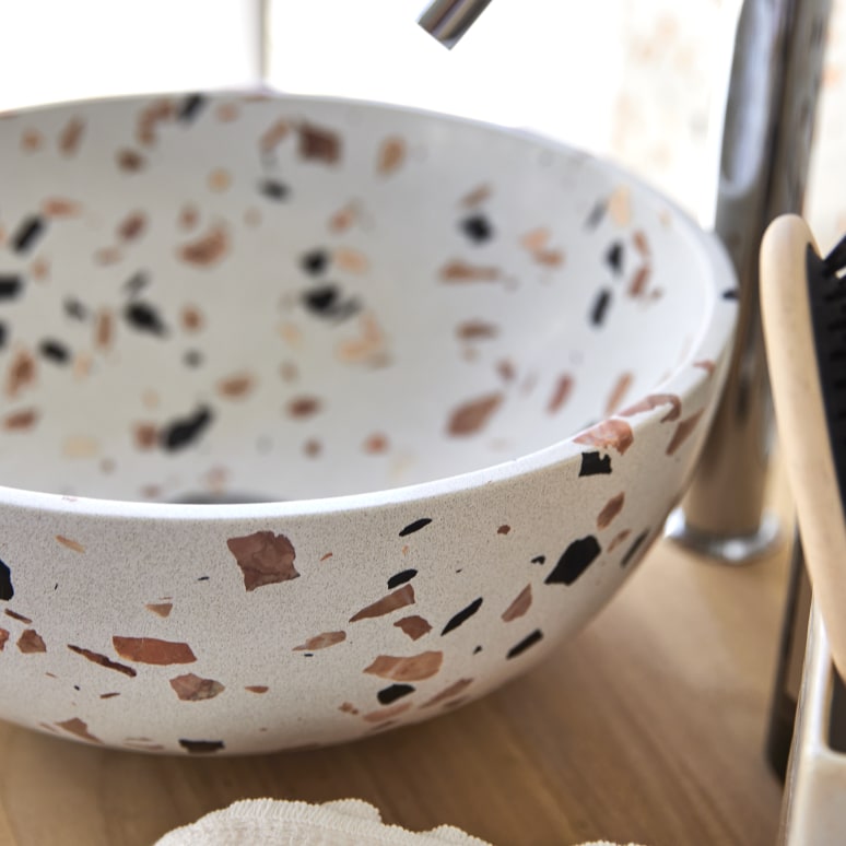 Elea - Round Brown Premium Terrazzo Bathroom Sink