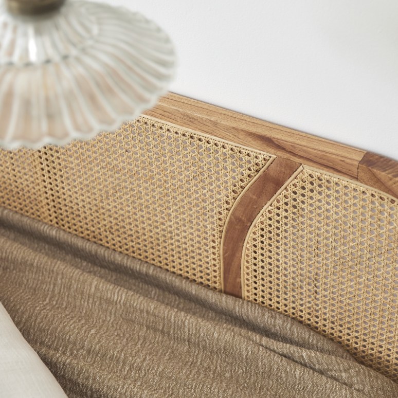 Billie - Solid mindi wood and cane headboard, 200 cm