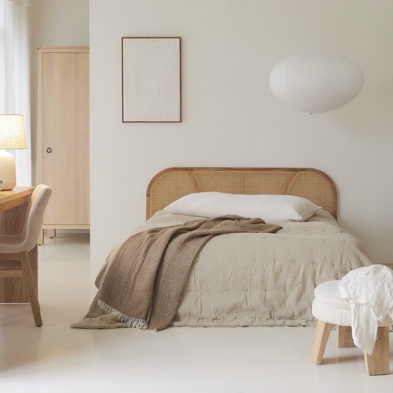 Billie - ﻿Solid Mindi and Canework Queen Size Headboard