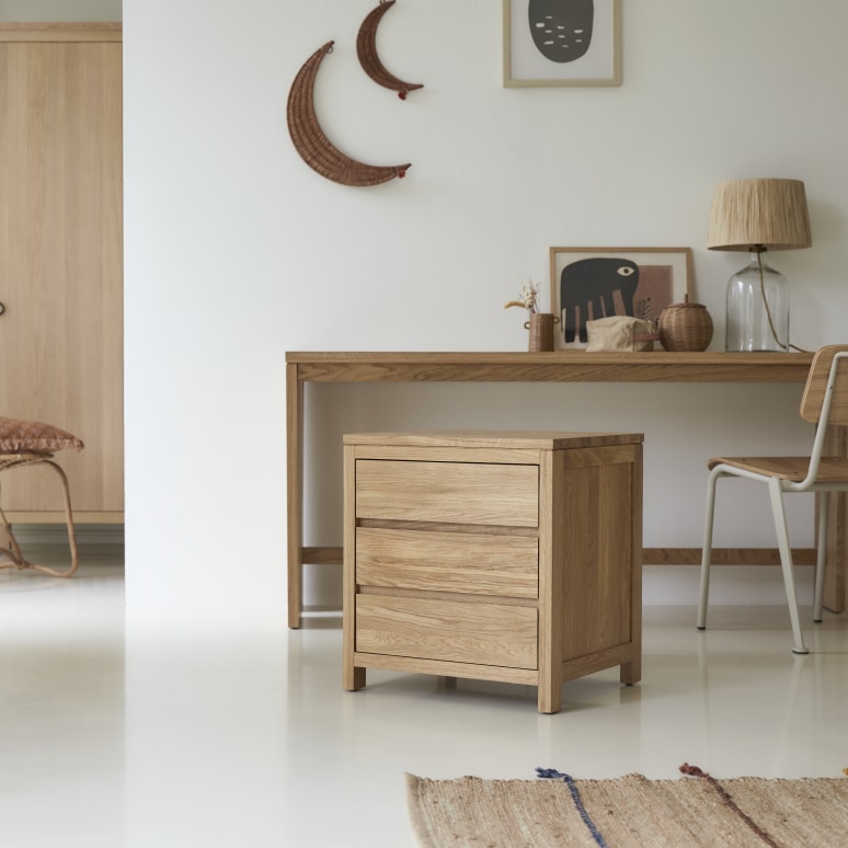 Eden - Children’s desk in solid oak with storage unit