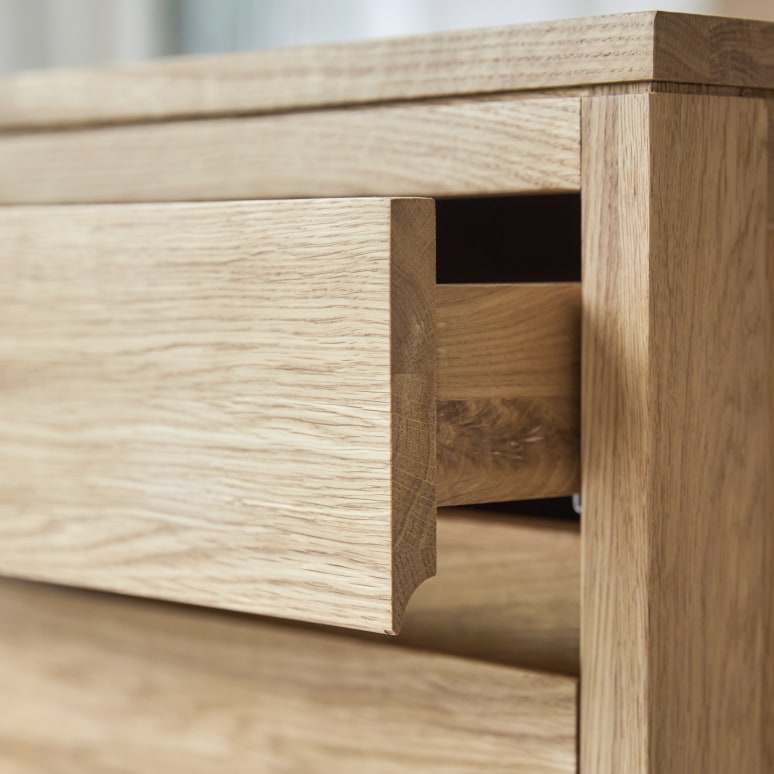 Eden - Scrivania per bambini in legno di quercia massello con cassettiera