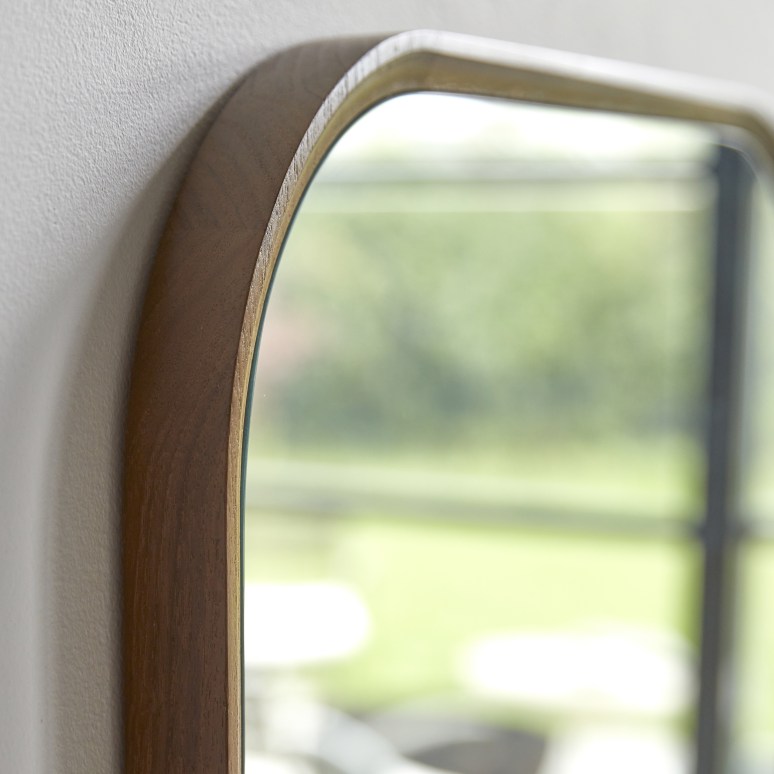 East - Specchio rettangolare in teak massello da 80 x 55 cm