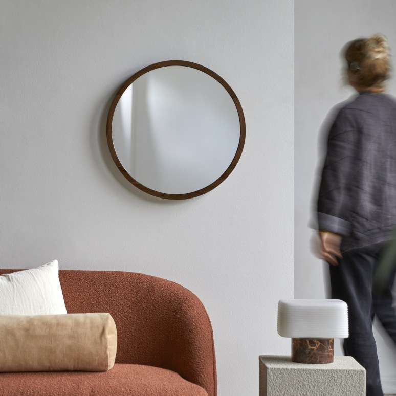 East - Round solid teak mirror 55x55 cm