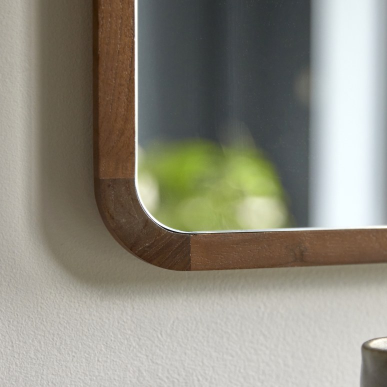 East - Specchio quadrato in teak massello 60 x 60 cm