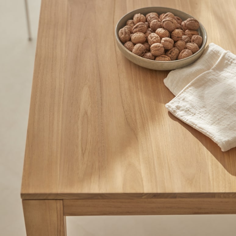 Eden - Rectangular solid teak table for 4-6 people