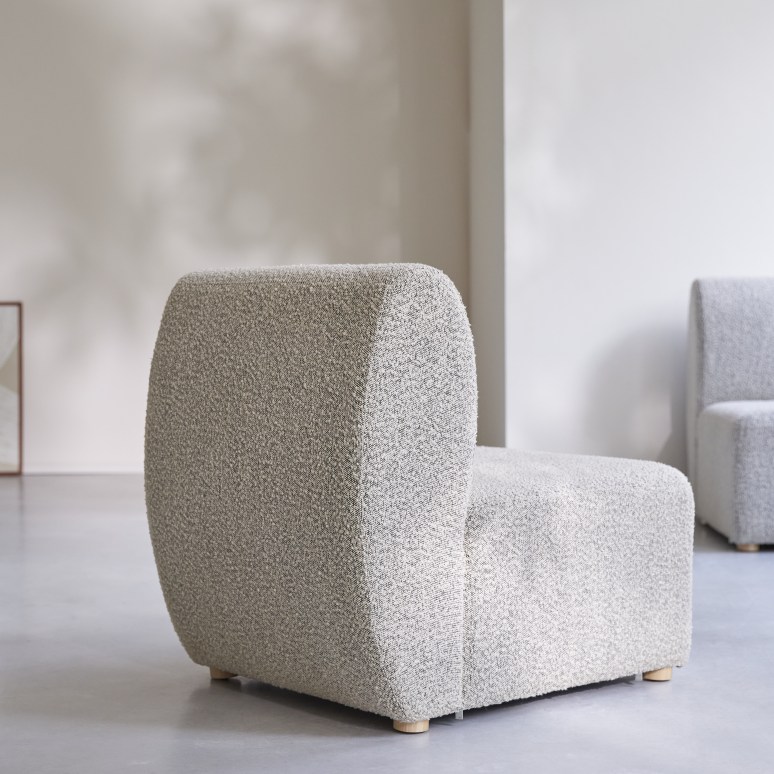 Swann - Chauffeuse modulable en acacia massif et tissu gris