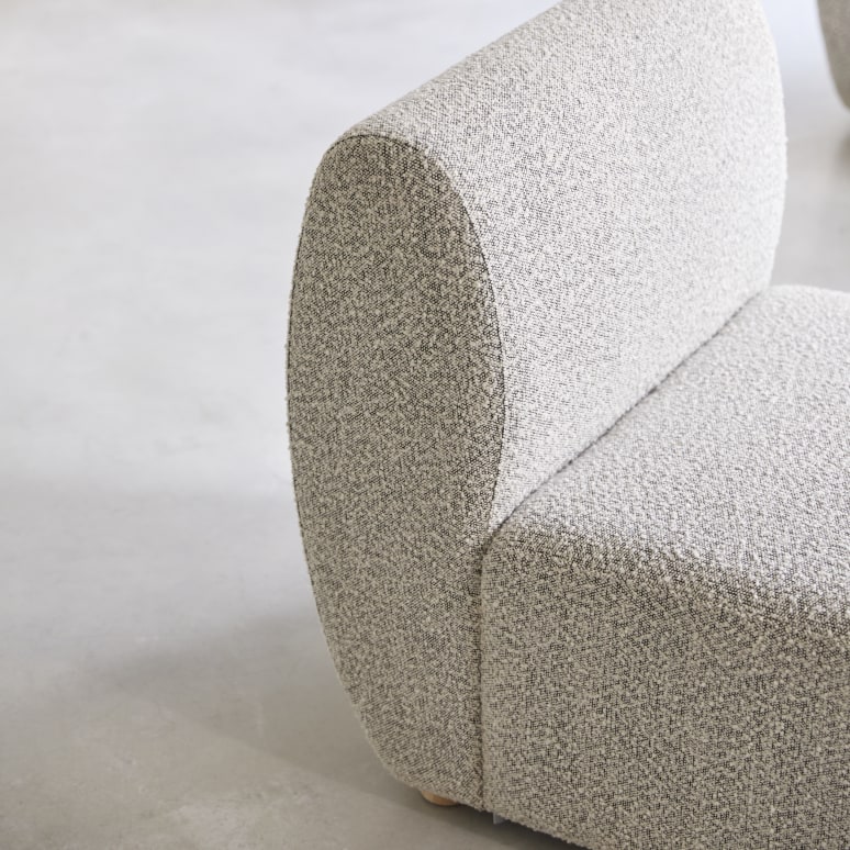 Swann - Modulaire fauteuil van massief acaciahout en grijze stof