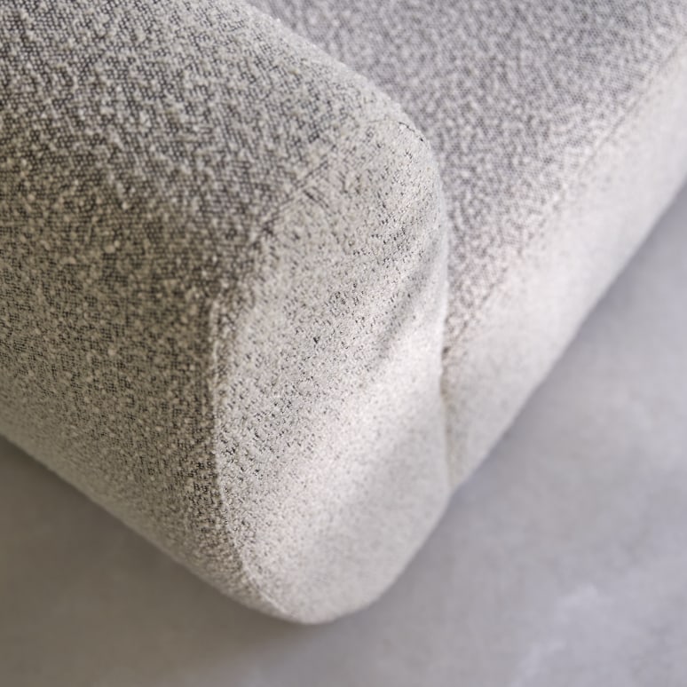 Swann - Poltroncina modulare in legno di acacia massello e tessuto grigio