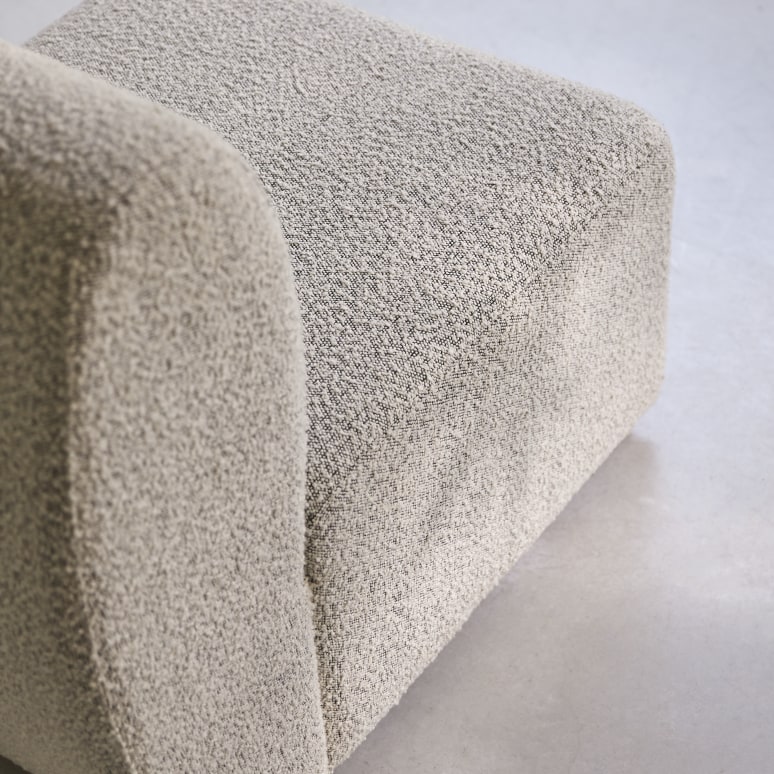 Swann - Poltroncina modulare in legno di acacia massello e tessuto grigio