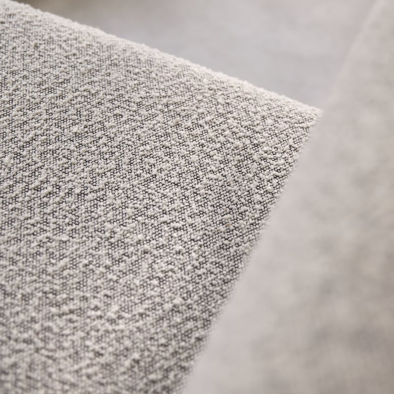 Swann - 4-sitziges modulares Ecksofa aus massivem Akazienholz mit grauem Stoffbezug