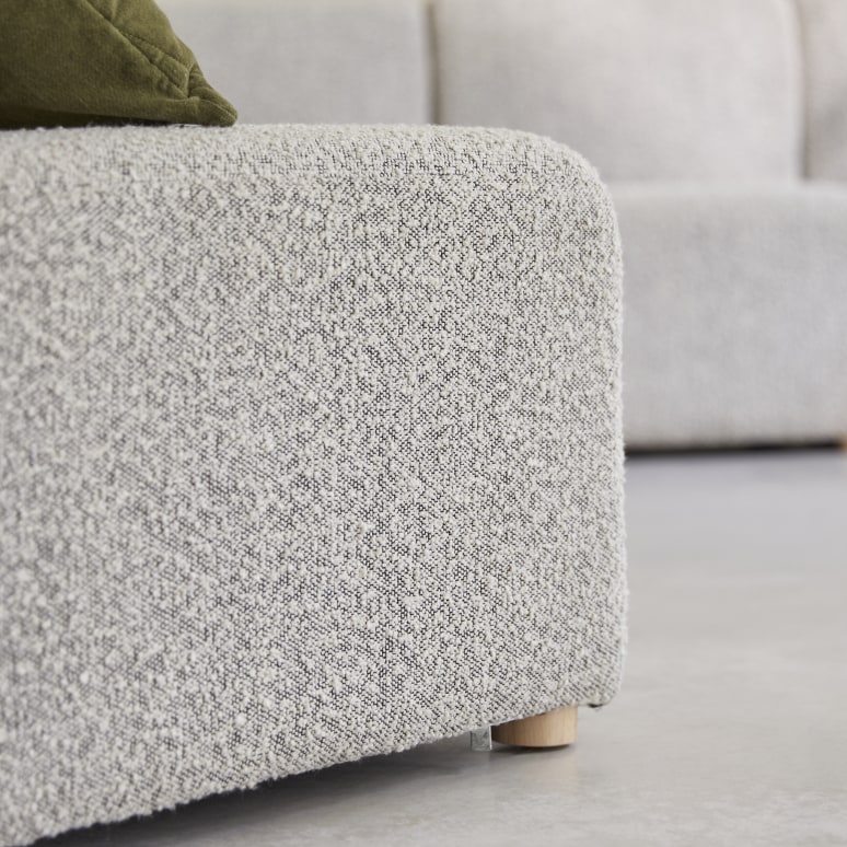 Swann - Poltrona angolare modulare in legno di acacia massello e tessuto grigio