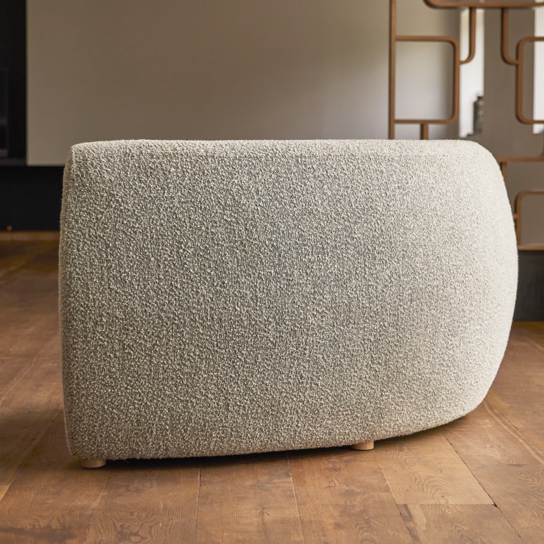 Swann - Fauteuil d’angle modulable en acacia massif et tissu gris