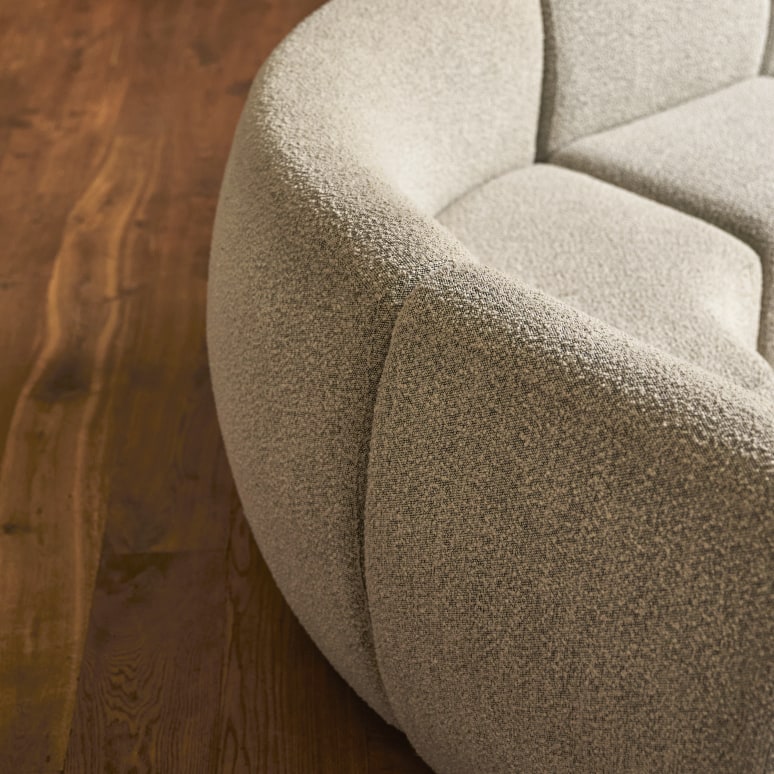 Swann - Poltrona angolare modulare in legno di acacia massello e tessuto grigio