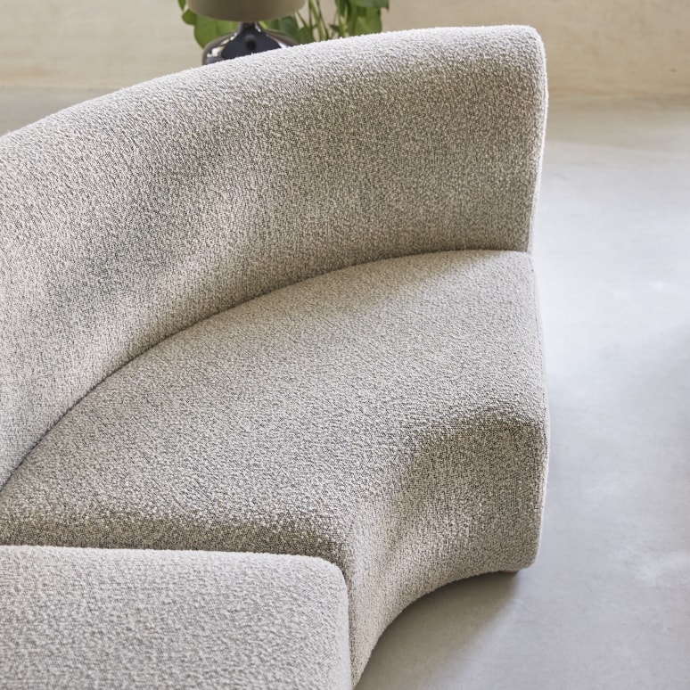 Swann - Poltrona angolare modulare in legno di acacia massello e tessuto grigio