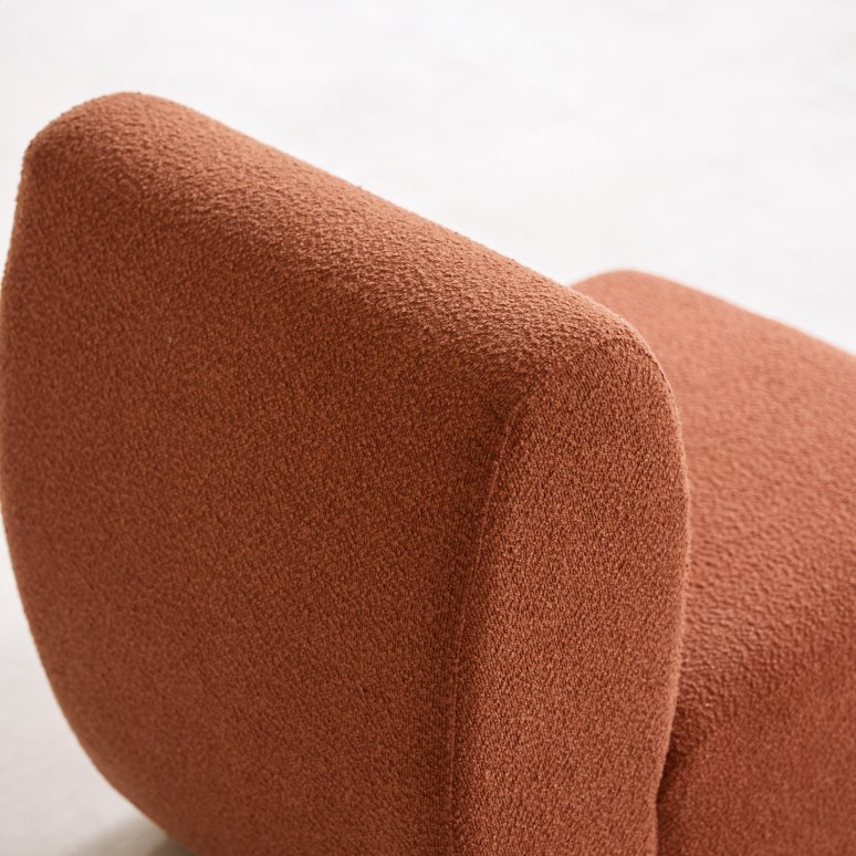 Swann - Sillón modular de acacia maciza y tela terracota