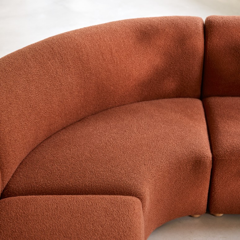 Swann - Modulaire hoekfauteuil van massief acaciahout en terracotta stof