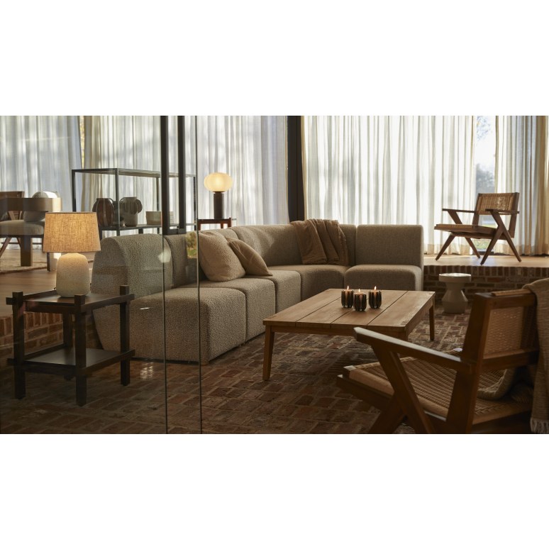 Swann - Modulaire 2-zitsbank Swann van massief acacia en grijze stof