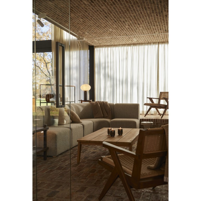 Swann - Modulaire 3-zitsbank van massief acacia en grijze stof