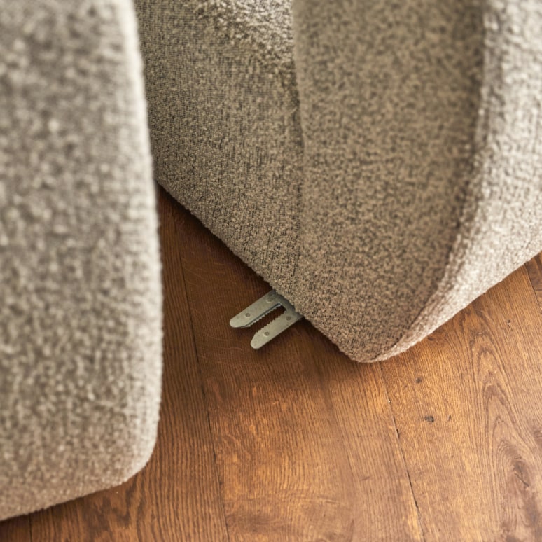 Swann - 4-sitziges modulares Ecksofa aus massivem Akazienholz mit grauem Stoffbezug