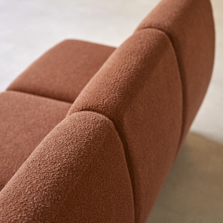 Swann - Modulaire 3-zitsbank van massief acacia en terracotta stof