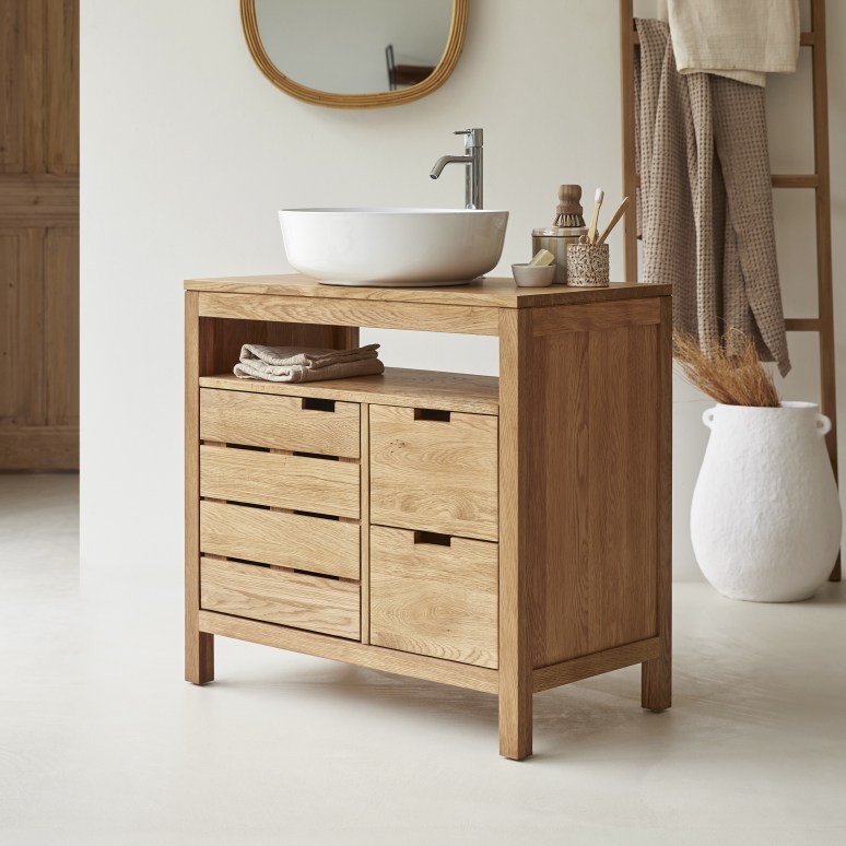 Serena - Mueble para lavabo de roble macizo de 80 cm