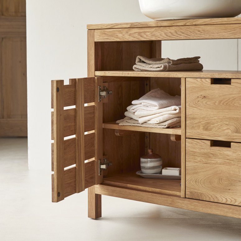 Serena - Mueble para lavabo de roble macizo de 80 cm