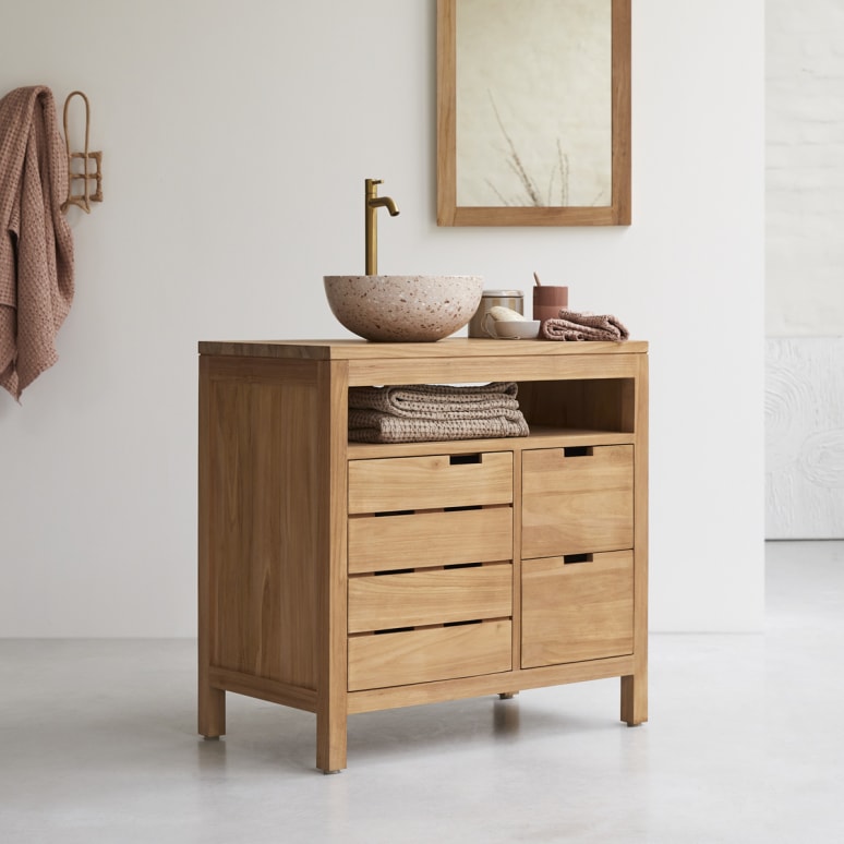 Serena - Solid teak vanity unit 80 cm