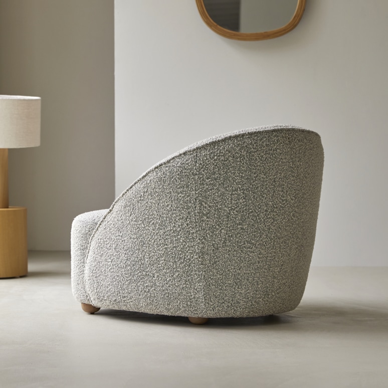 Soren - Poltrona in legno di acacia e tessuto grigio, 1 posto