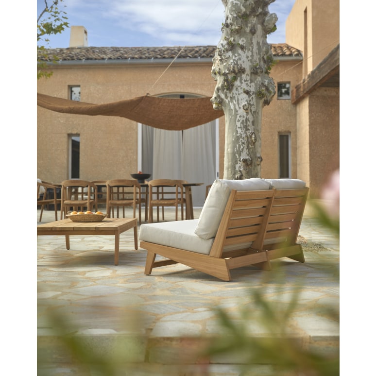 Olia - Divanetto da giardino in teak massello, 2 posti