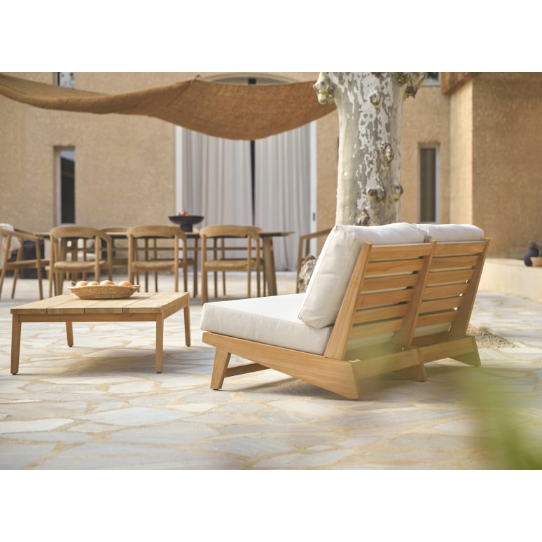 Olia - Banquette de jardin 2 places en teck massif