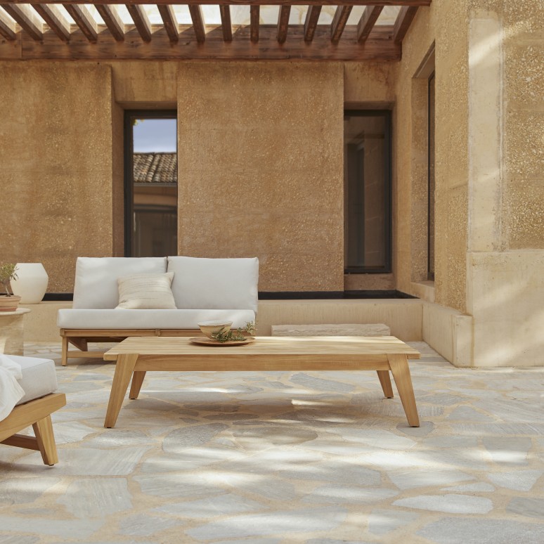 Olia - Gartenlounge aus massivem Teakholz, 3-Sitzer