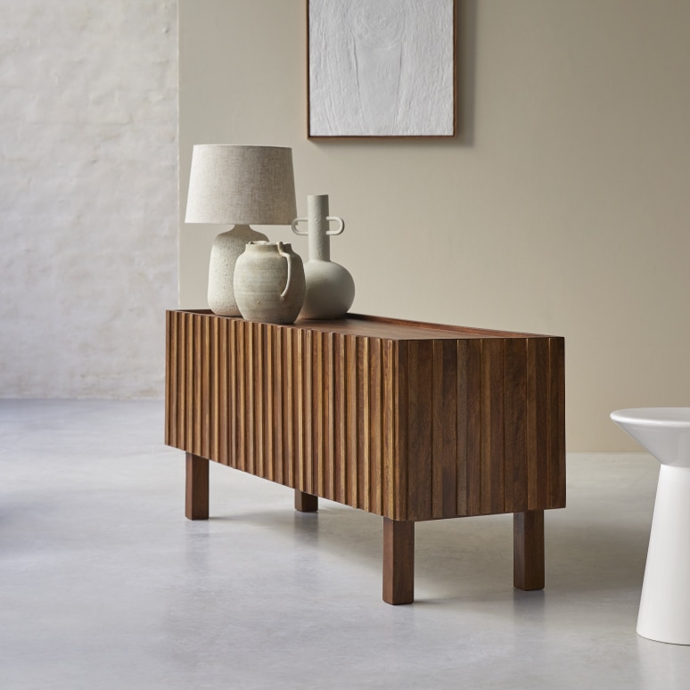 Milo - TV unit in solid mango wood 140 cm