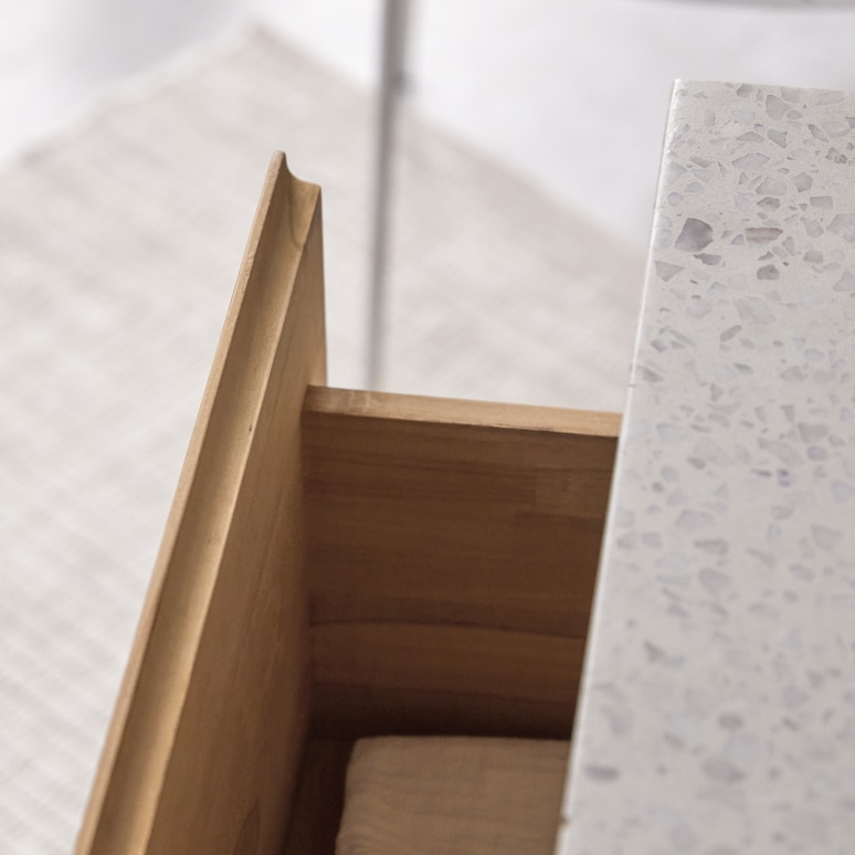 Edgar - Mobile per il bagno in teak massello e battuto di terrazzo Moon 60 cm