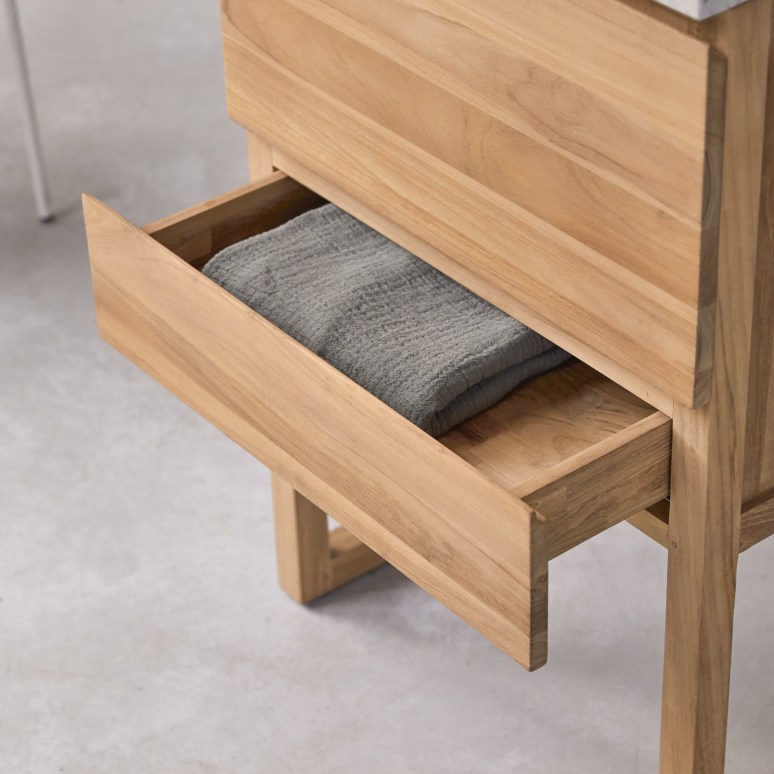 Edgar - Mueble de baño de teca maciza y terrazo Moon de 60 cm