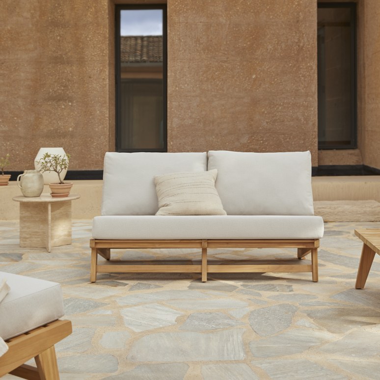 Olia - Divanetto da giardino in teak massello, 2 posti