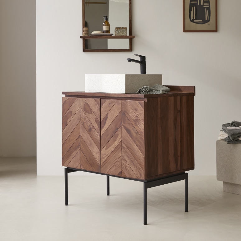 Ismaël - Mueble de baño de madera maciza de palisandro de 80 cm